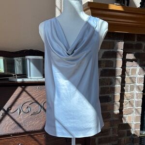 White House Black Market Light Gray Silver Cowl Neck Sleeveless Blouse
